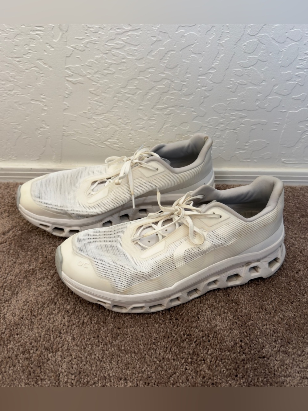 On Running Men’s Cloudmonster Void White Colorway Running Shoes - 11.5